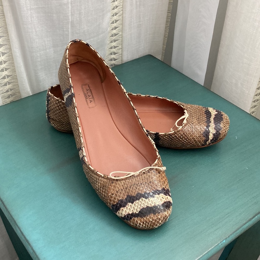 Alaia python snakeskin ballet flats